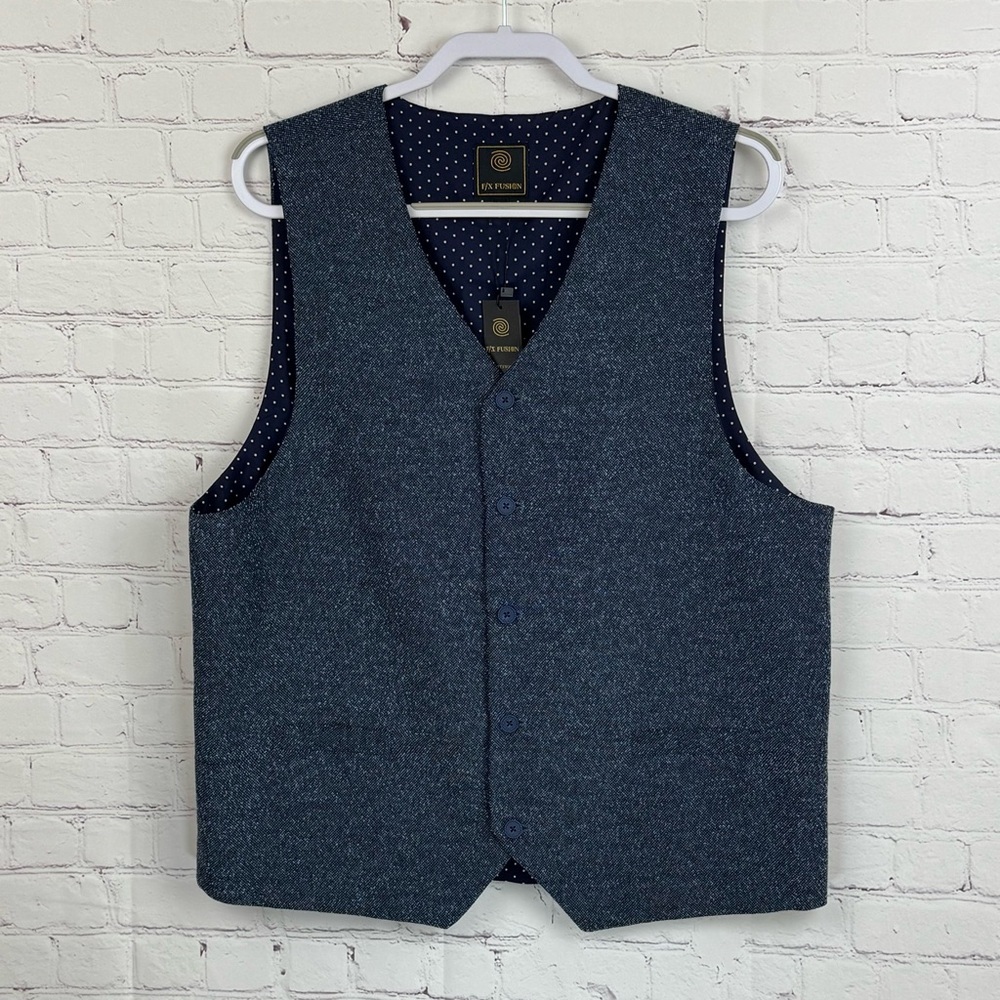 Fx/Fusion Men’s Blue Button Up Vest Size Large NWT